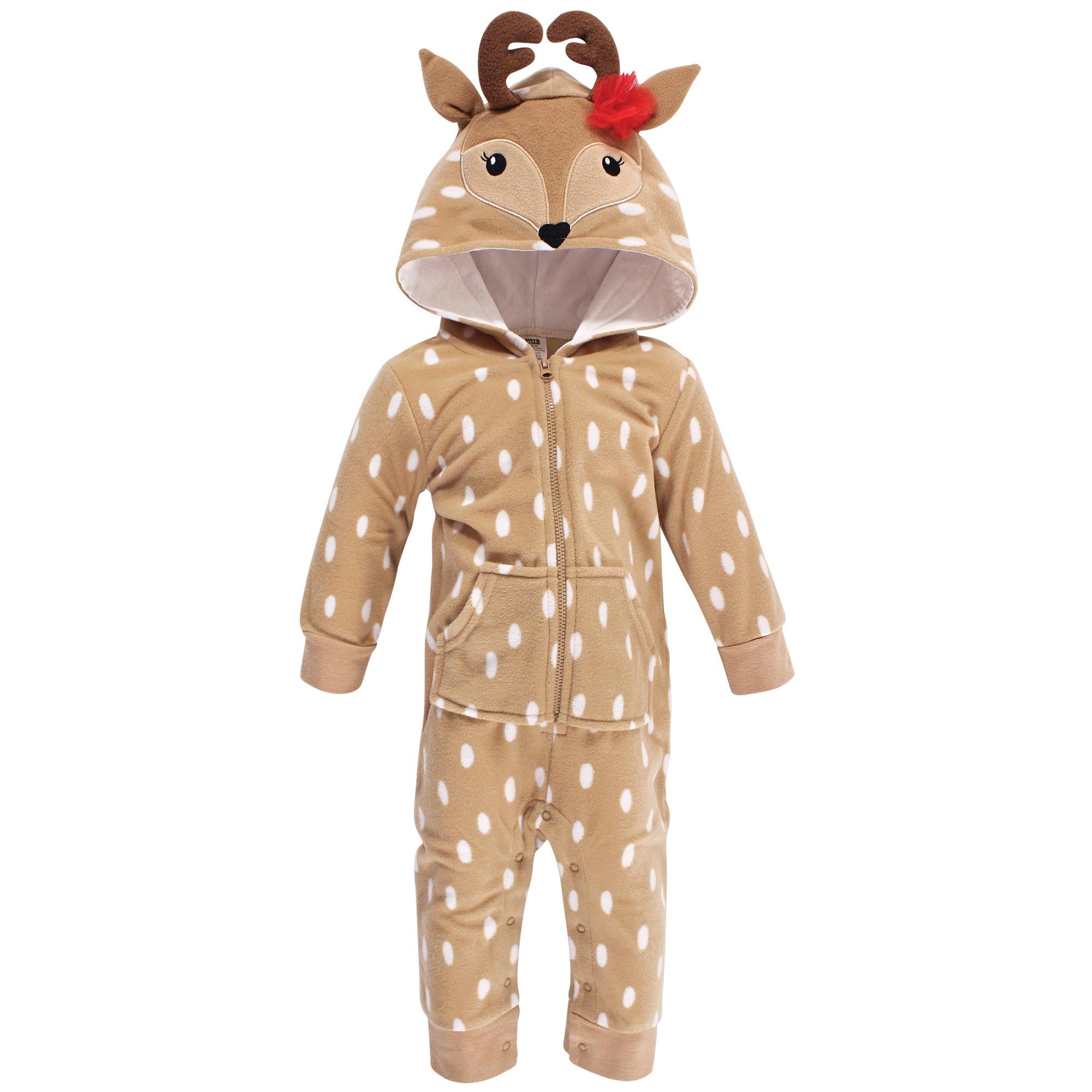 Girls Fleece Coveralls, Sweet Doe