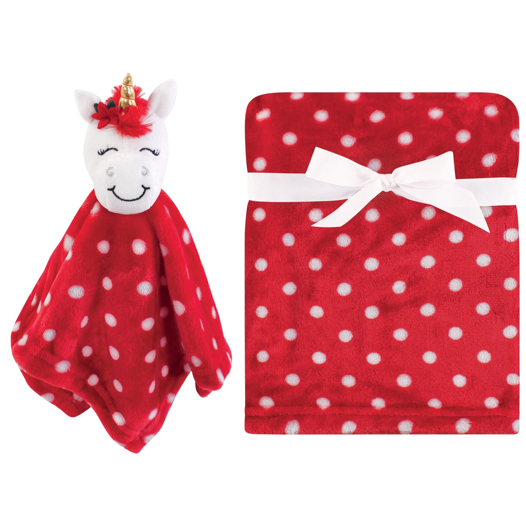 Unisex Plush Blanket with Lovey, Holiday Magic Pony