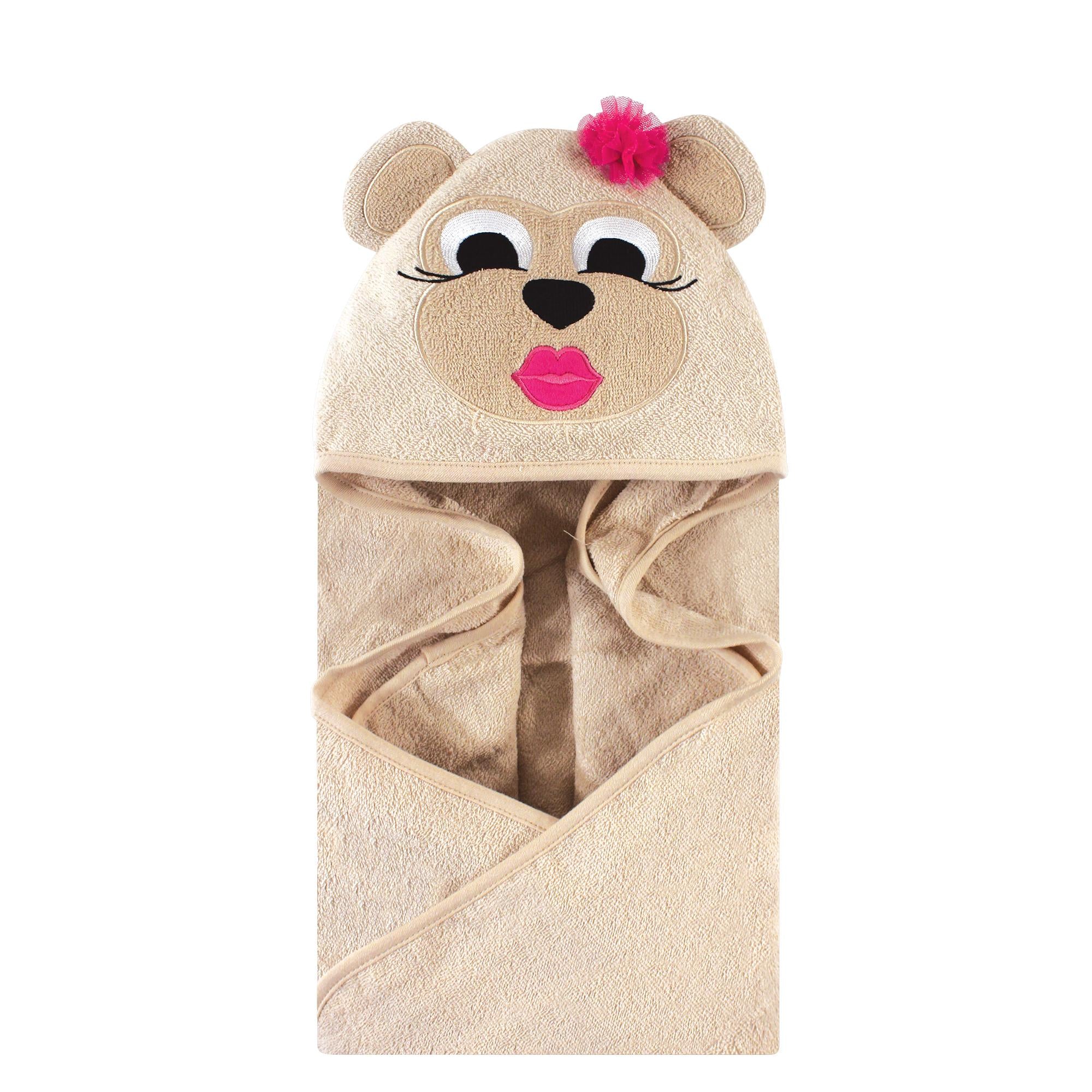 Girls Animal Face Hooded Bath Towel, Sweet Simian