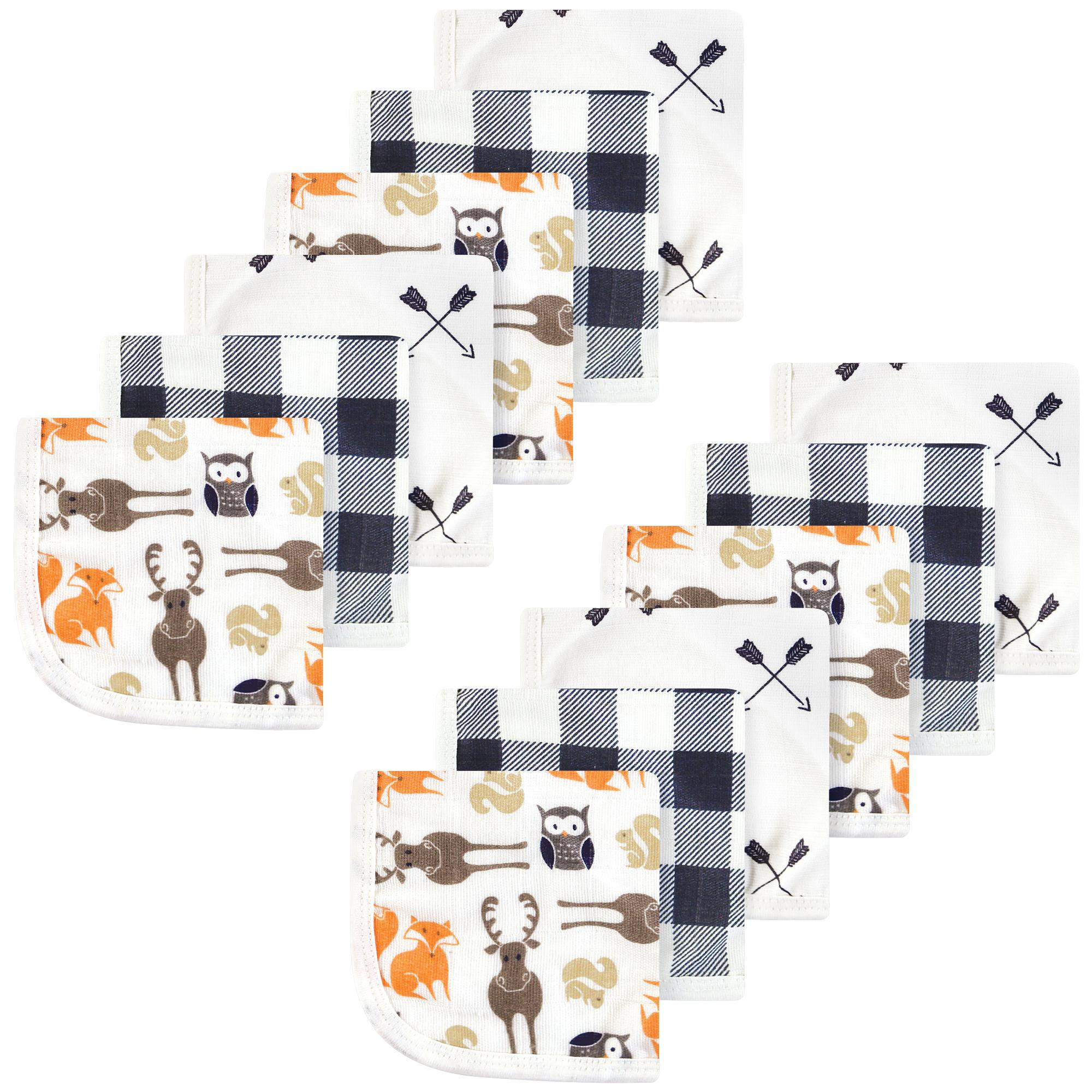 Boys Breathable Muslin Washcloths, Evergreen Woods