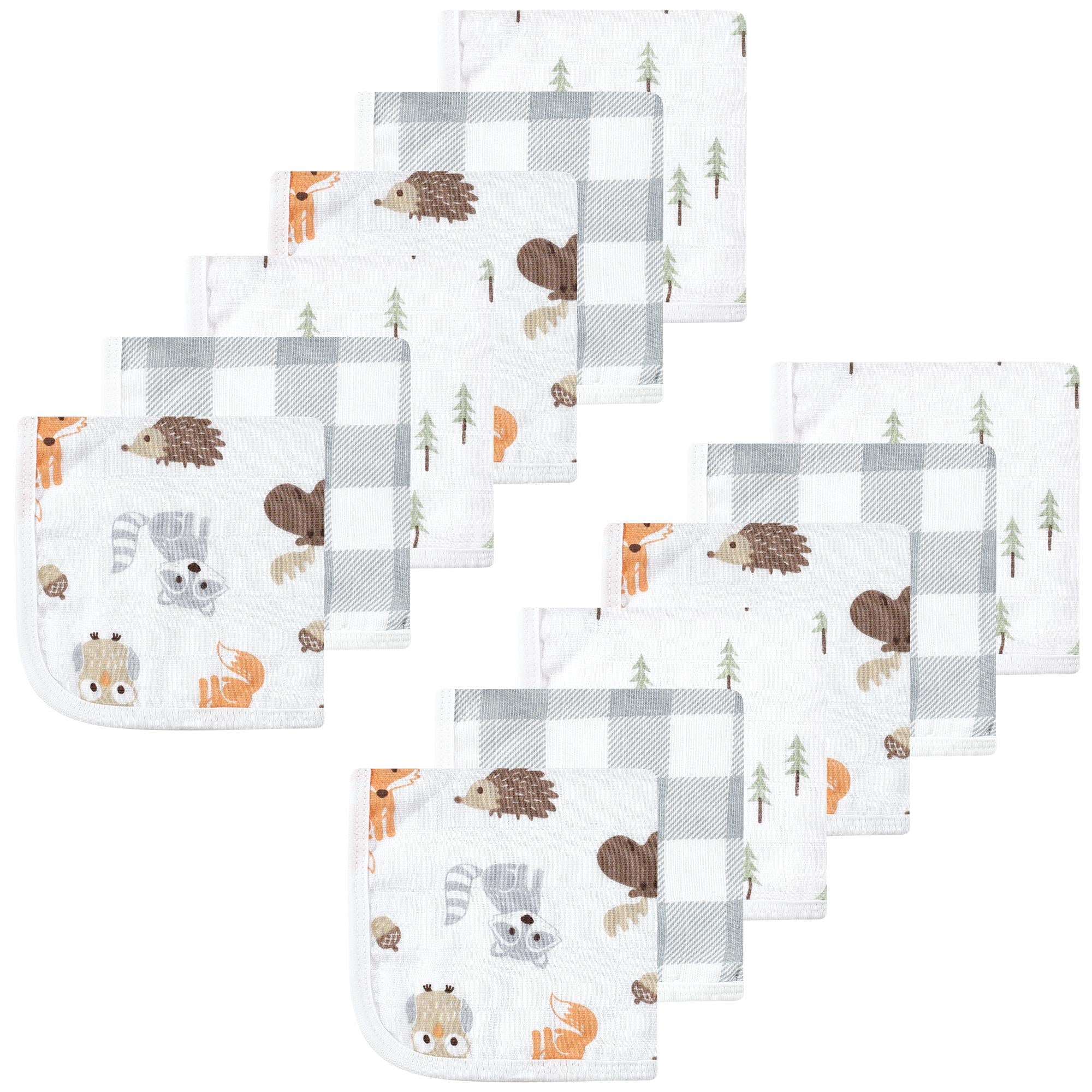 Boys Breathable Muslin Washcloths, Wildwood Friends