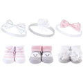Girls Matching Socks and Hair Accessory Set, Silver Haze