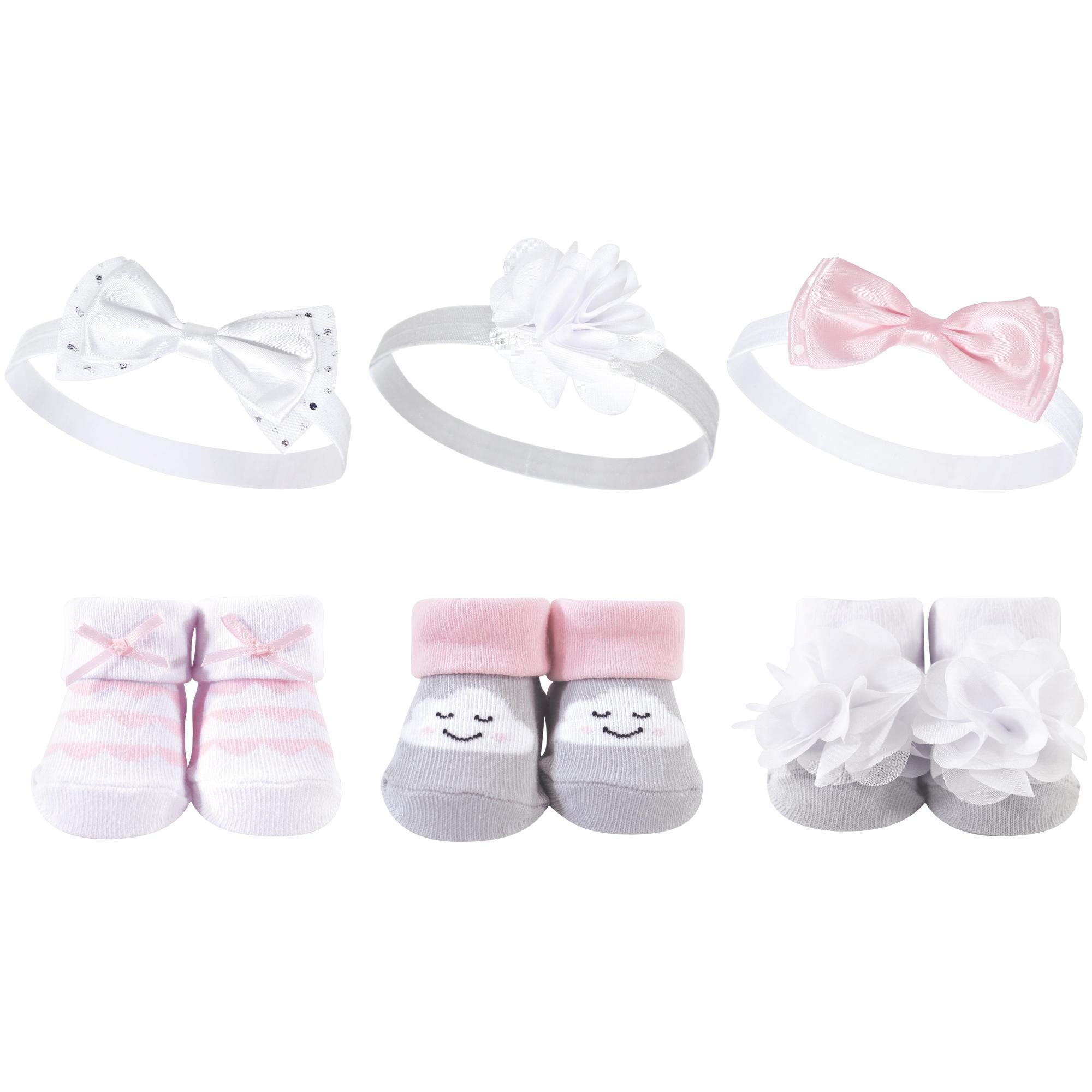 Girls Matching Socks and Hair Accessory Set, Silver Haze