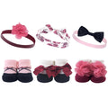 Girls Matching Socks and Hair Accessory Set, Claret Bloom