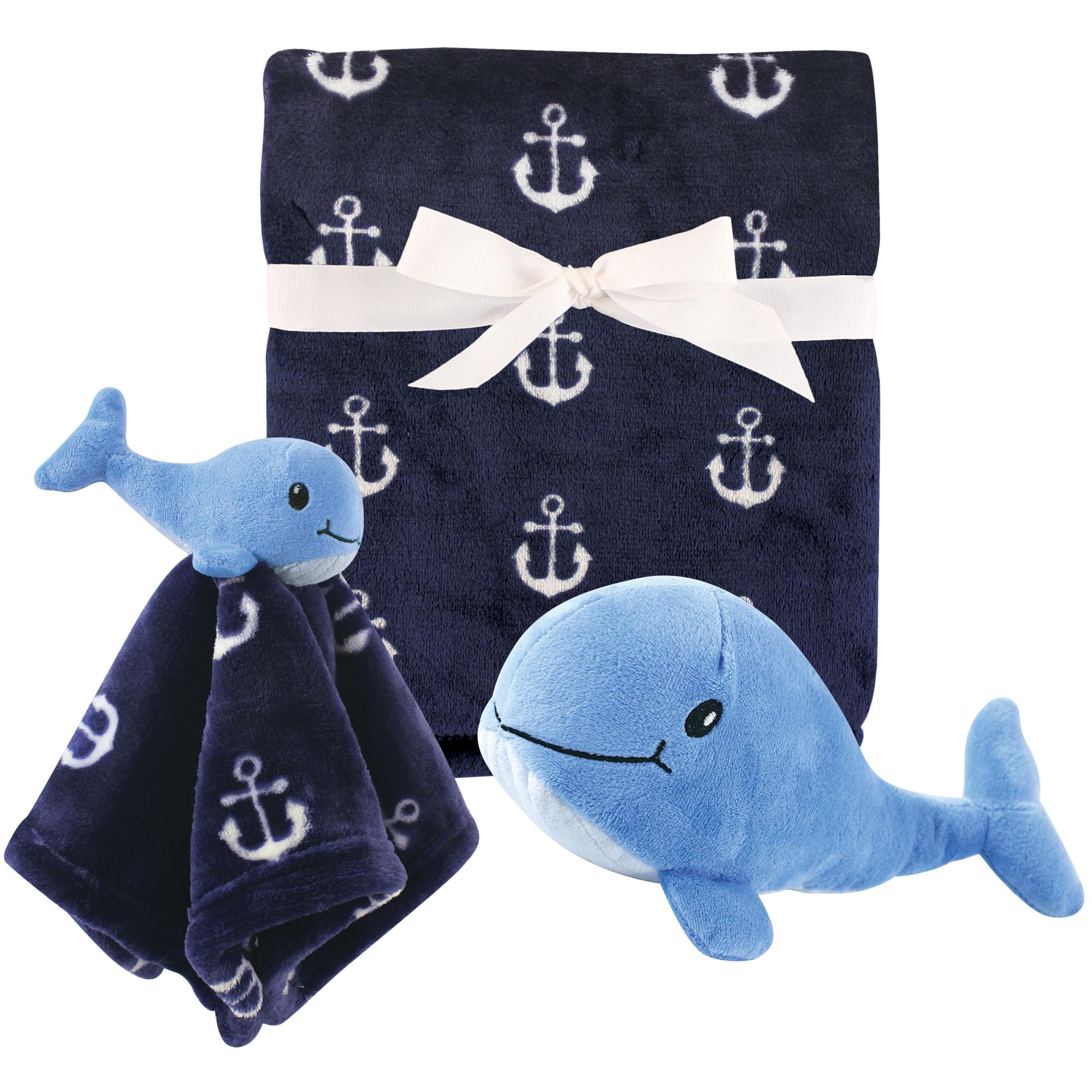 Boys Plush Blanket Lovey and Toy Set, Ocean Giant Blue