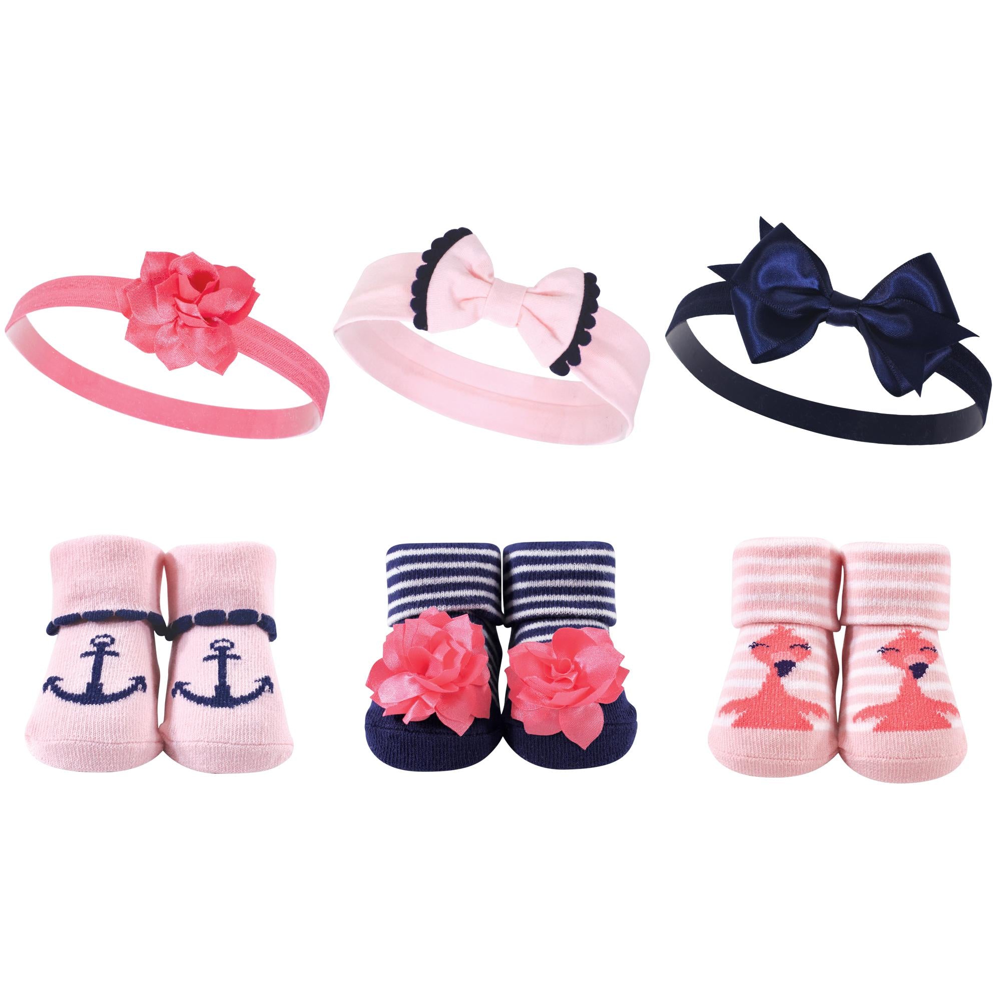 Girls Matching Socks and Hair Accessory Set, Tropical Coral