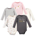 Girls Long Sleeve Bodysuits 5-Pack, Glimmering Sun Unicorn