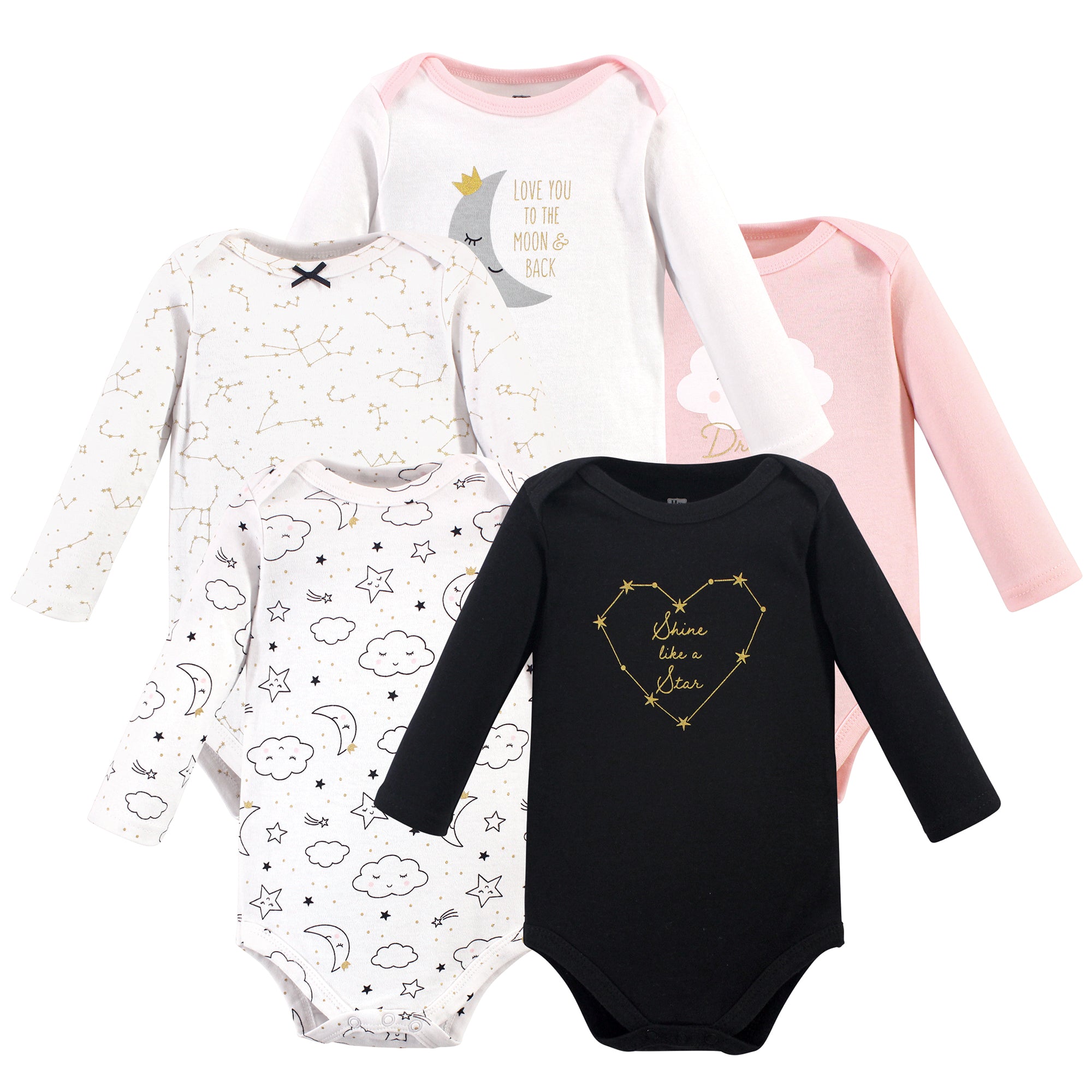 Girls Long Sleeve Bodysuits 5-Pack, Whimsical Cloud