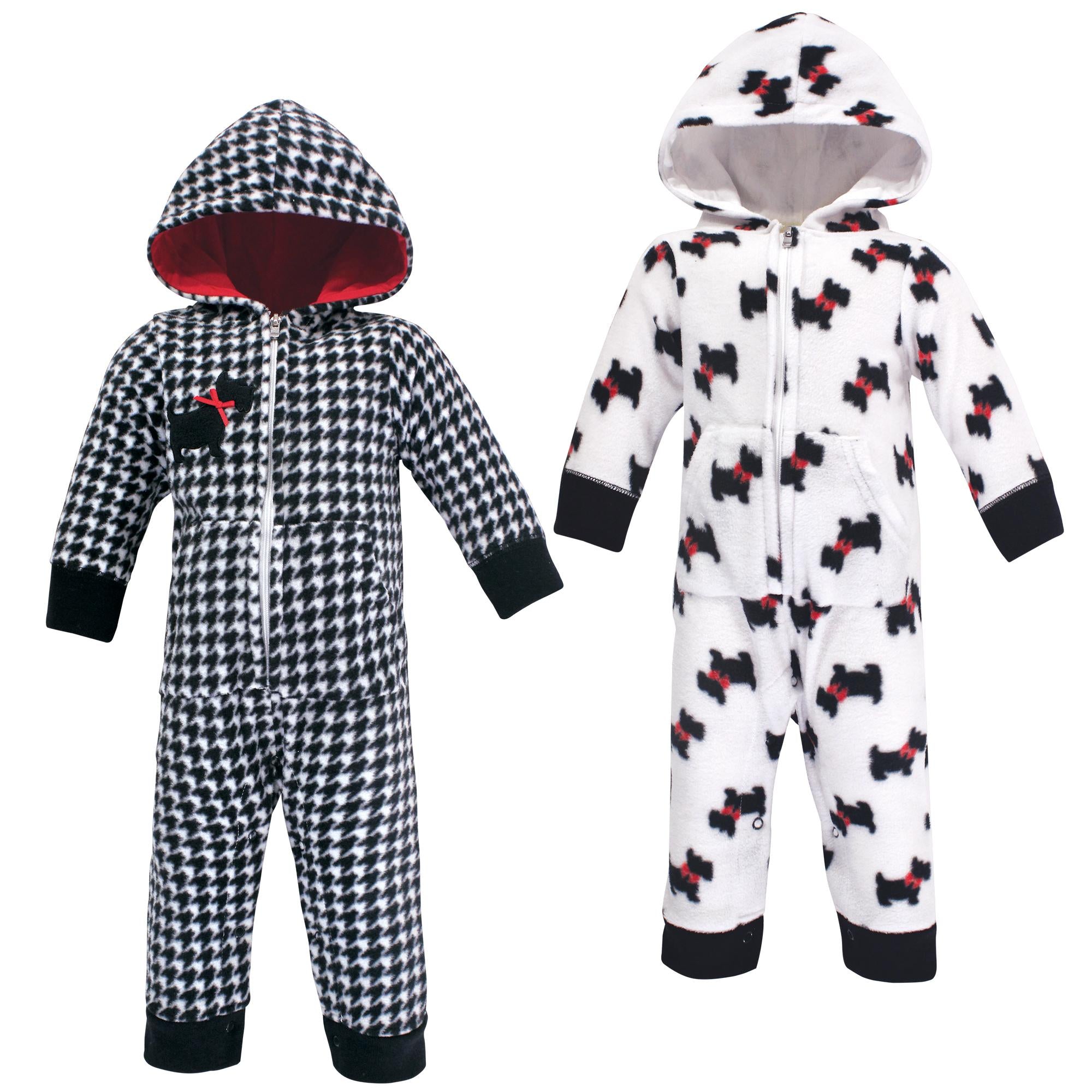 Girls Fleece Coveralls, Little Scottie Print