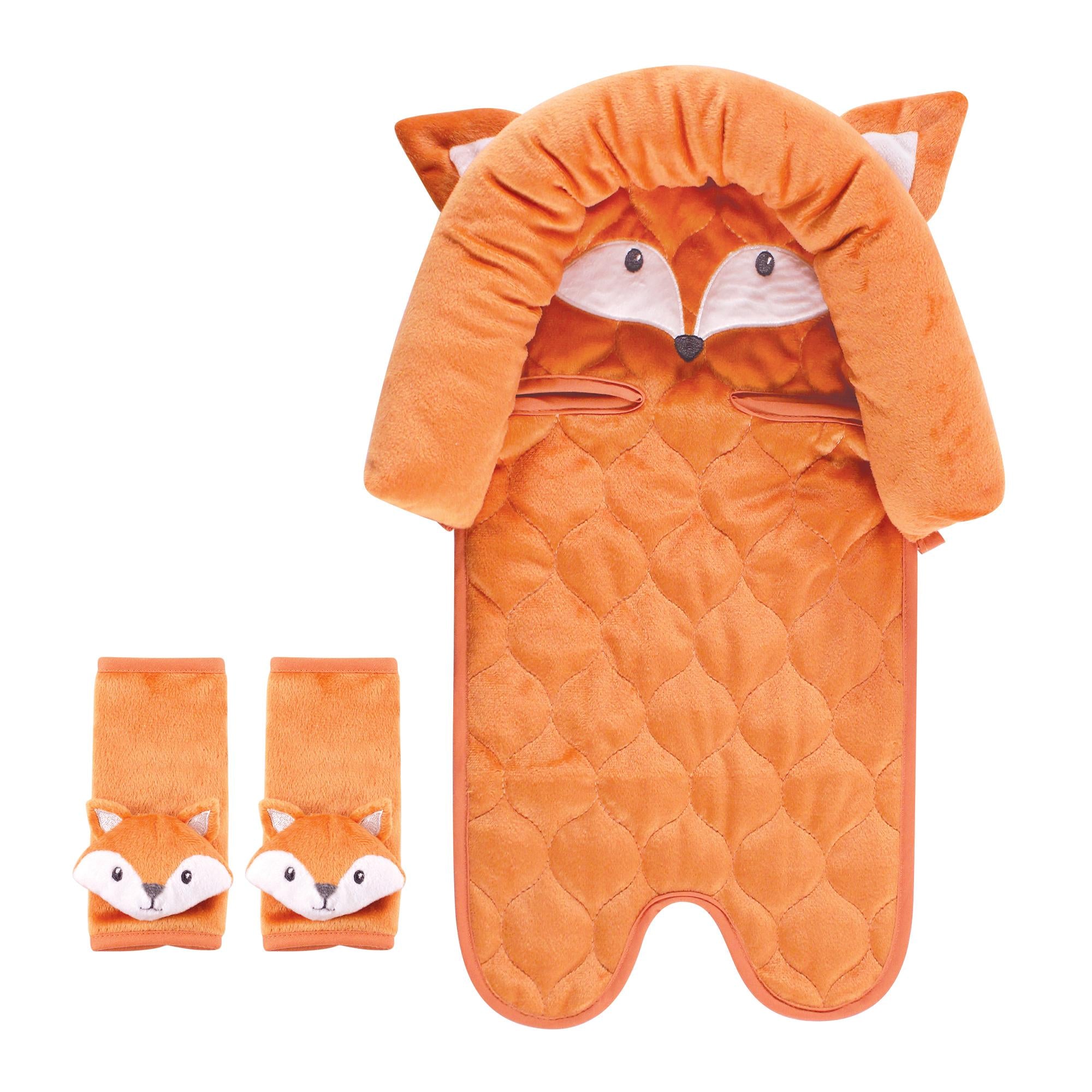 Boys Carseat Insert and Padded Straps, Cinnamon Fox