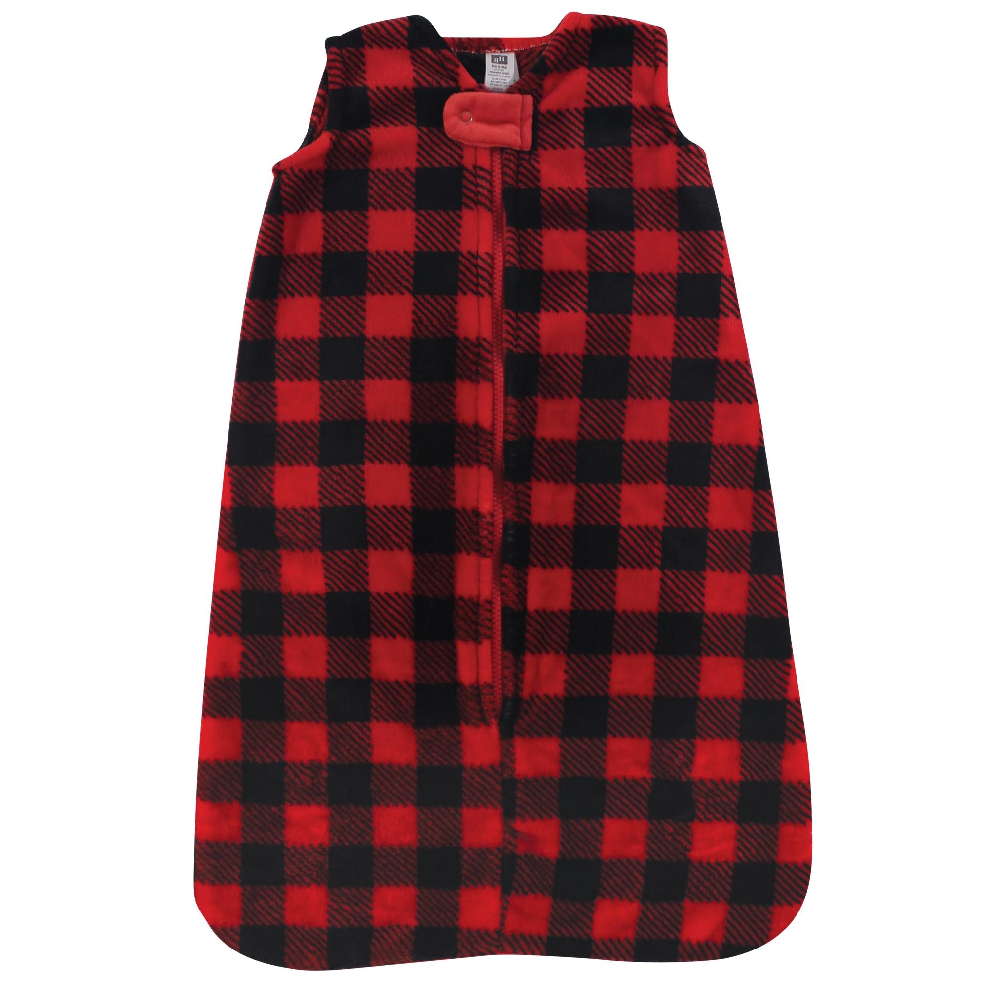 Unisex Plush Sleep Sack, Rustic Red Check