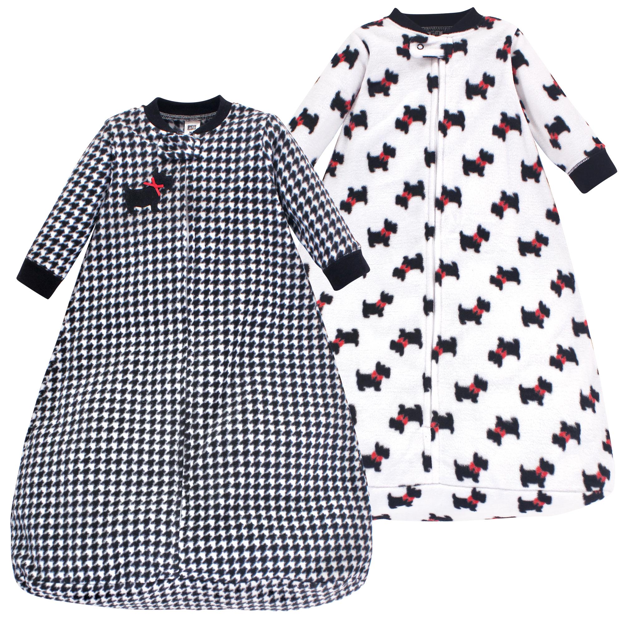 Girls Long Sleeve Fleece Sleeping Bag, Little Scottie Print