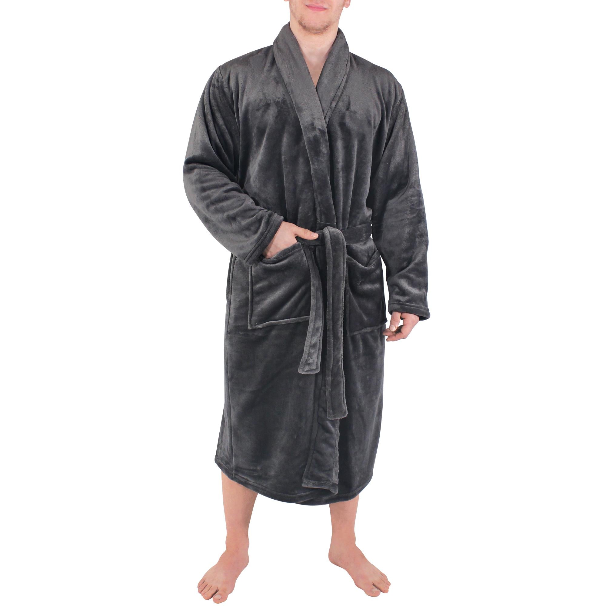 Boys Plush Shawl Collar Robe, Slate Smoke