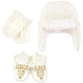 Unisex Trapper Hat, Mittens and Booties Set, Savannah Spots