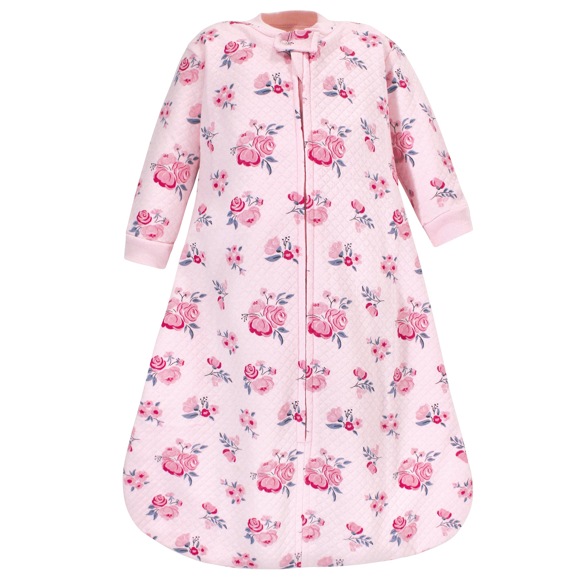 Girls Quilted Long Sleeve Sleep Sack, Rosy Midnight Bloom