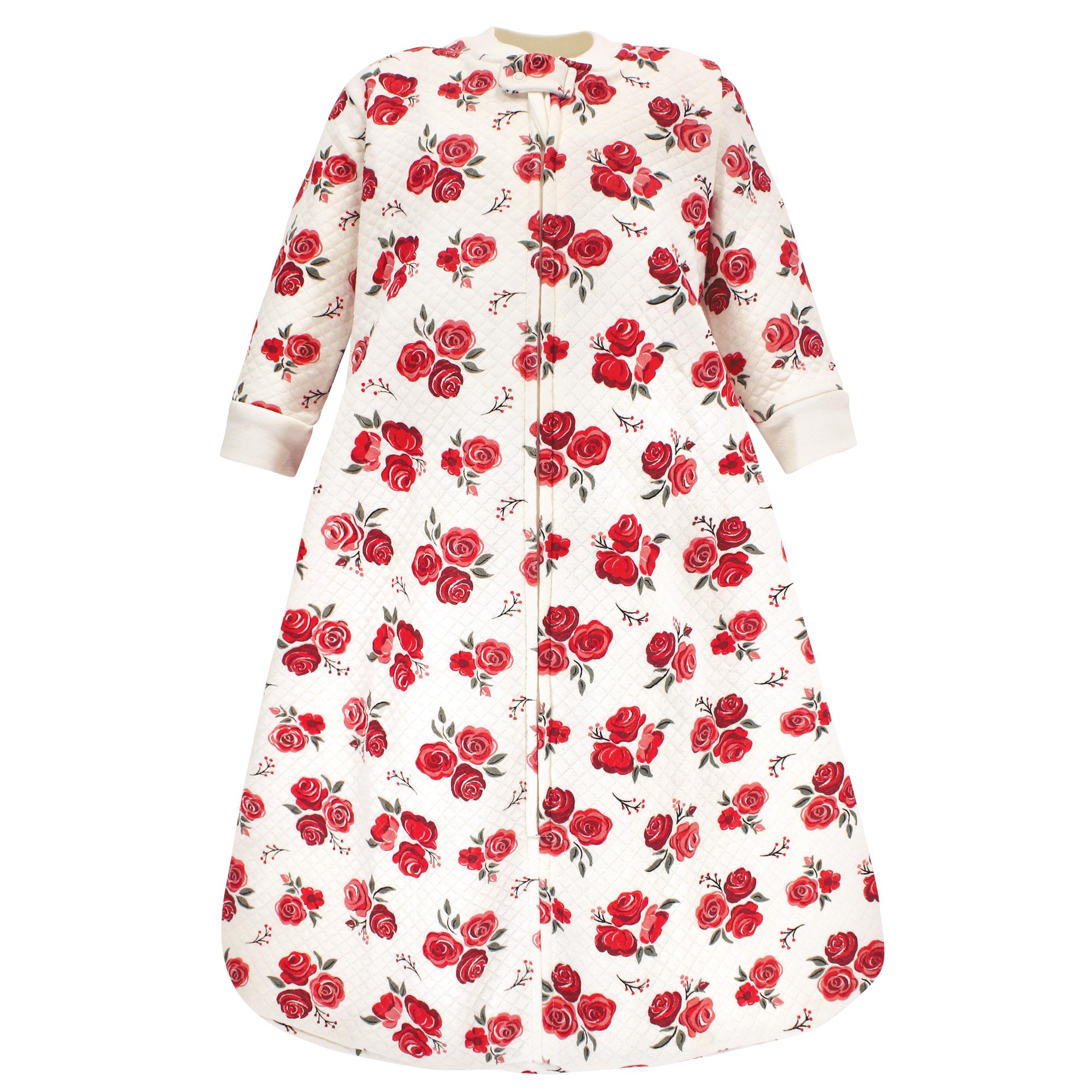 Girls Quilted Long Sleeve Sleep Sack, Crimson Petal