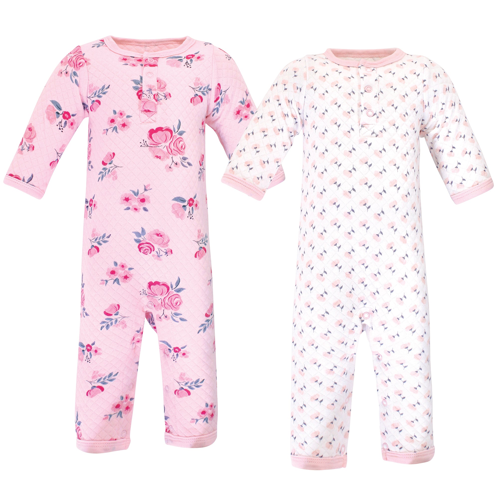 Girls Quilted Coveralls, Rosy Midnight Bloom