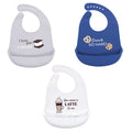 Boys Silicone Wipe-Clean Bibs, Steamy Pewter