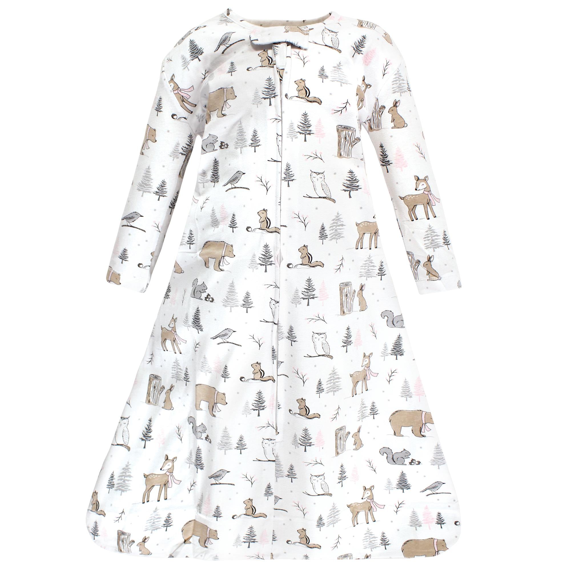 Girls Long Sleeve Jersey Sleeping Bag, Frosty Pine Grove