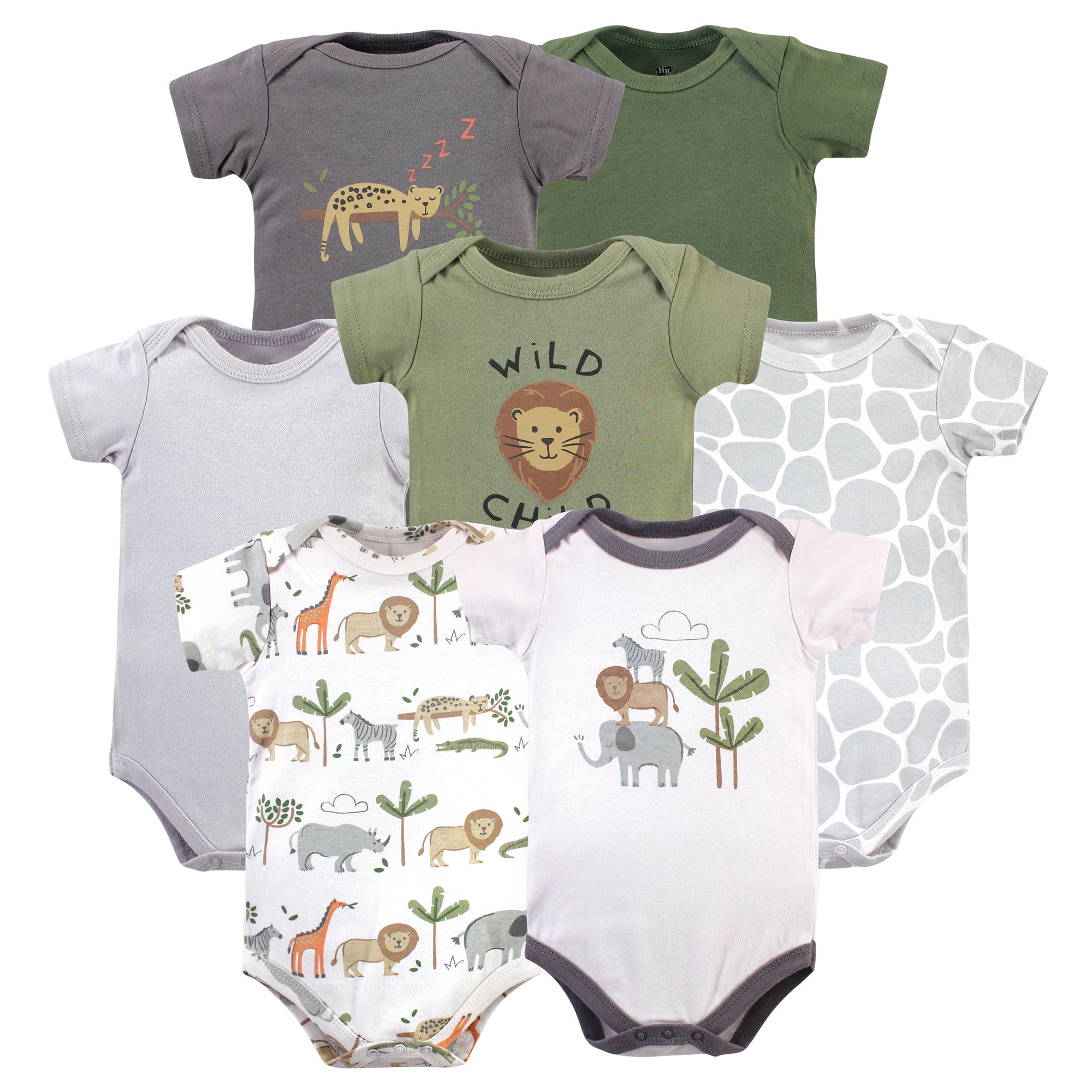 Boys Essentials Bodysuits 7-Pack, Savannah Expedition