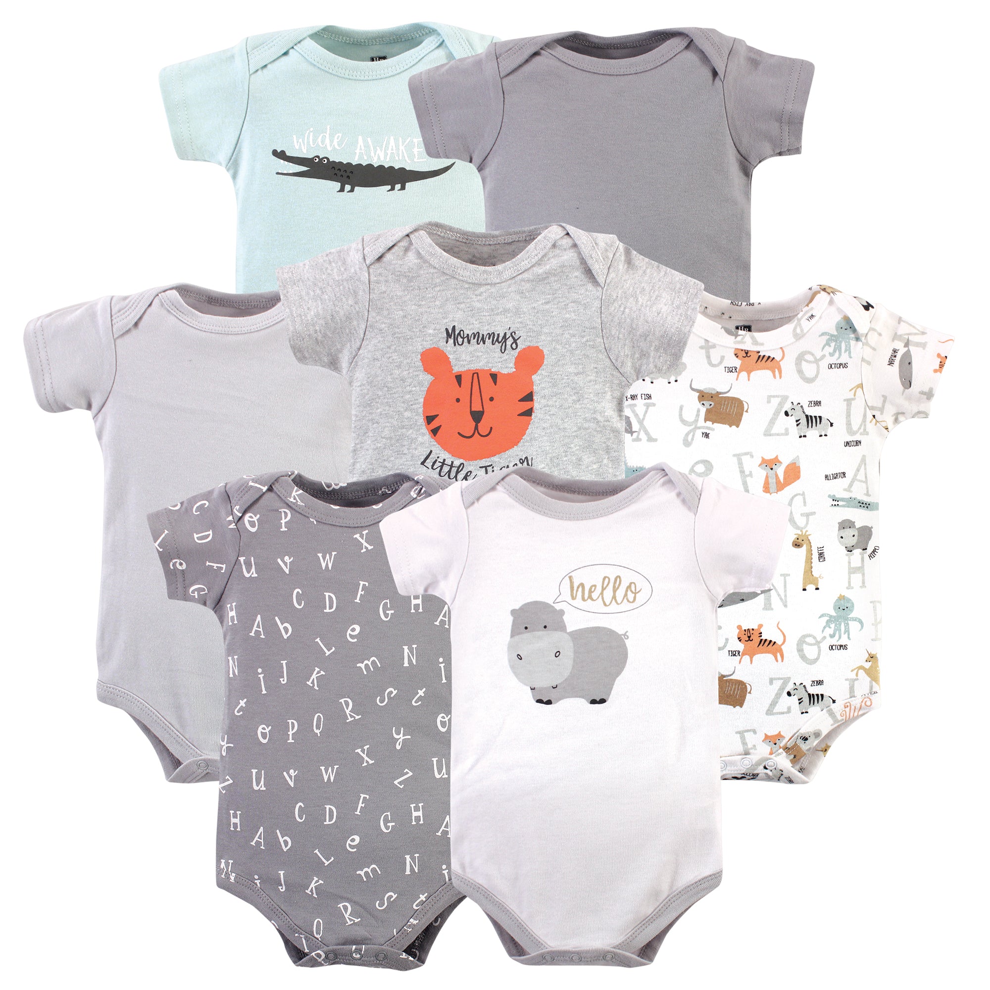 Boys Essentials Bodysuits 7-Pack, Wildlife ABCs