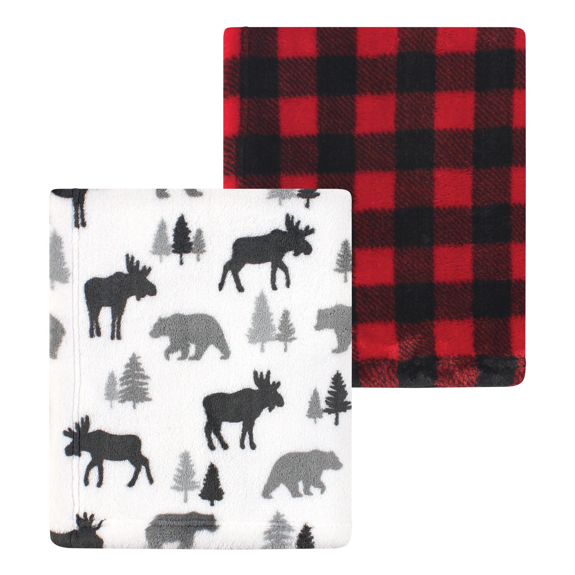 Boys Plush Blanket Bundle, Rustic Forest Check