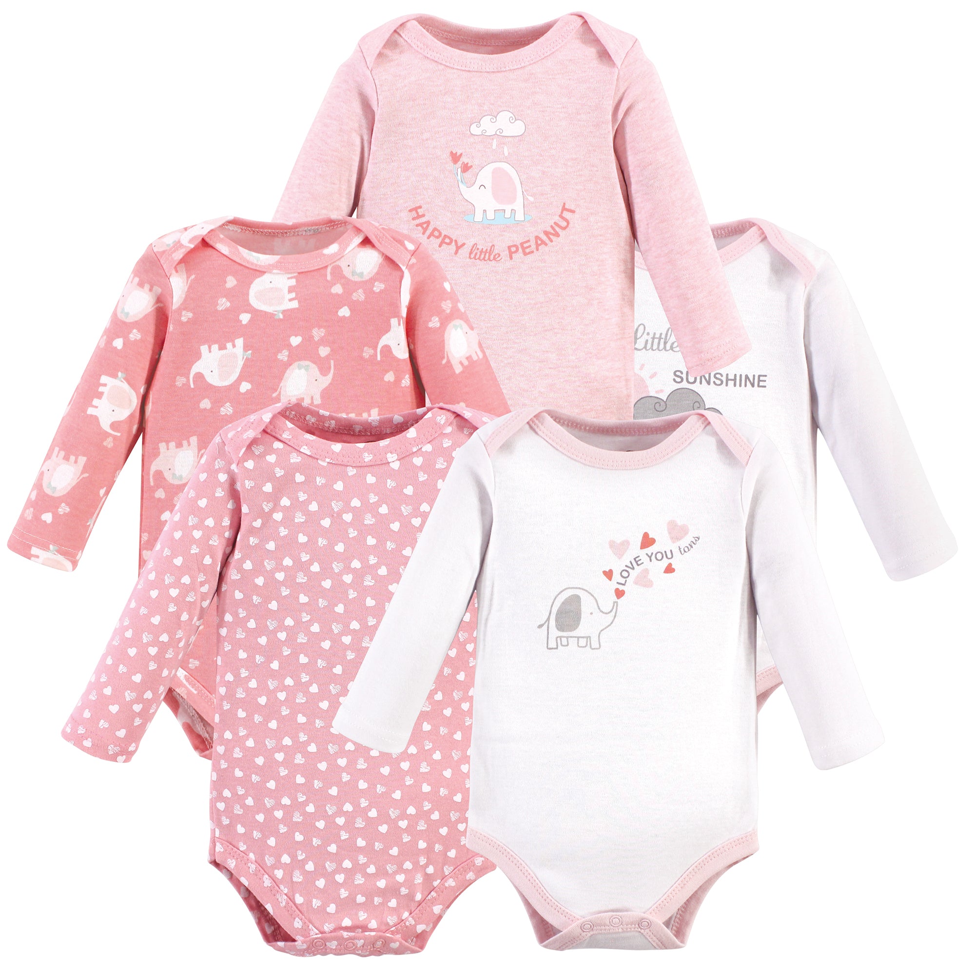 Girls Long Sleeve Bodysuits, Blush Elephant Parade