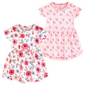 Girls Organic Dresses Set, Sunset Coral Meadow