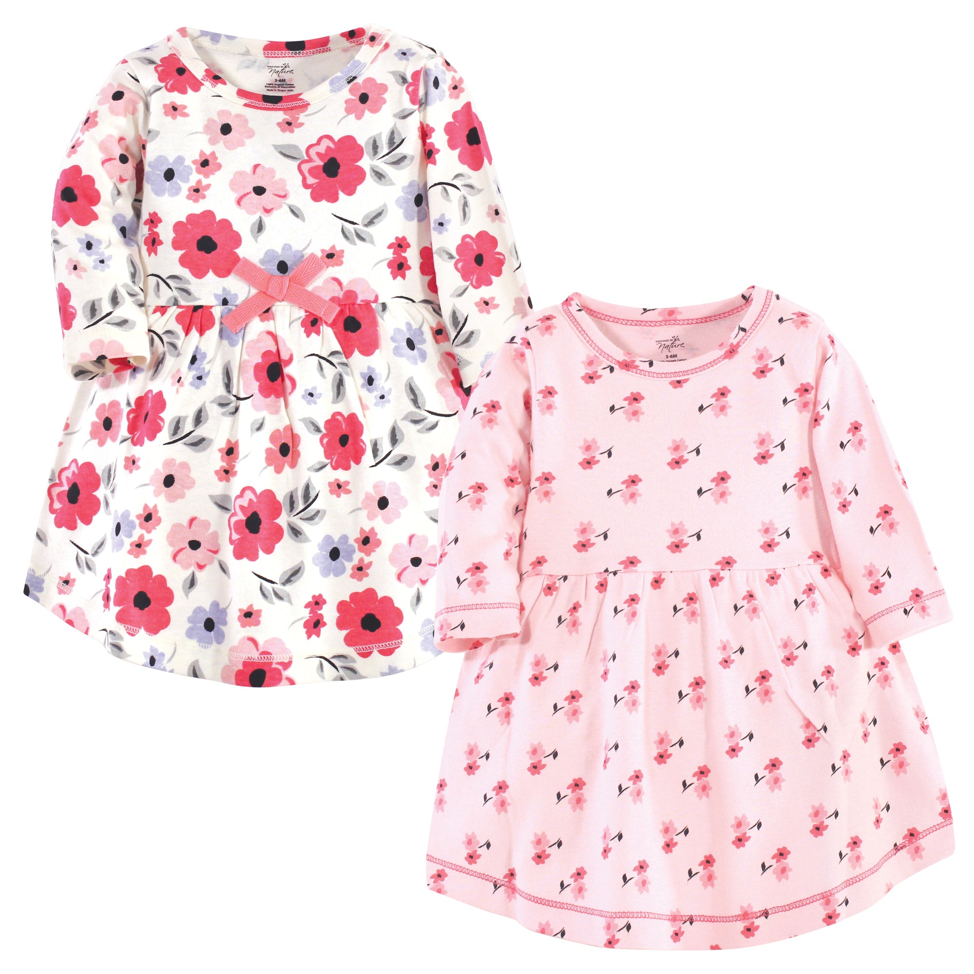 Girls Organic Dresses Set, Sunset Coral Meadow