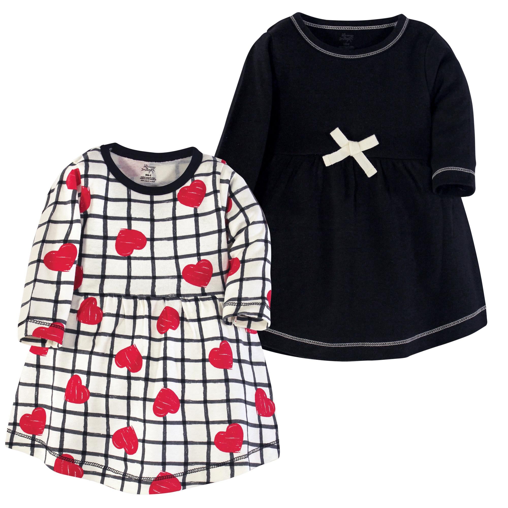Girls Organic Dresses Set, Midnight Ruby Heart