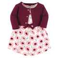 Girls Organic Dress and Cardigan Set, Soft Rose Garden