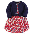 Girls Organic Dress and Cardigan Set, Scarlet Floral