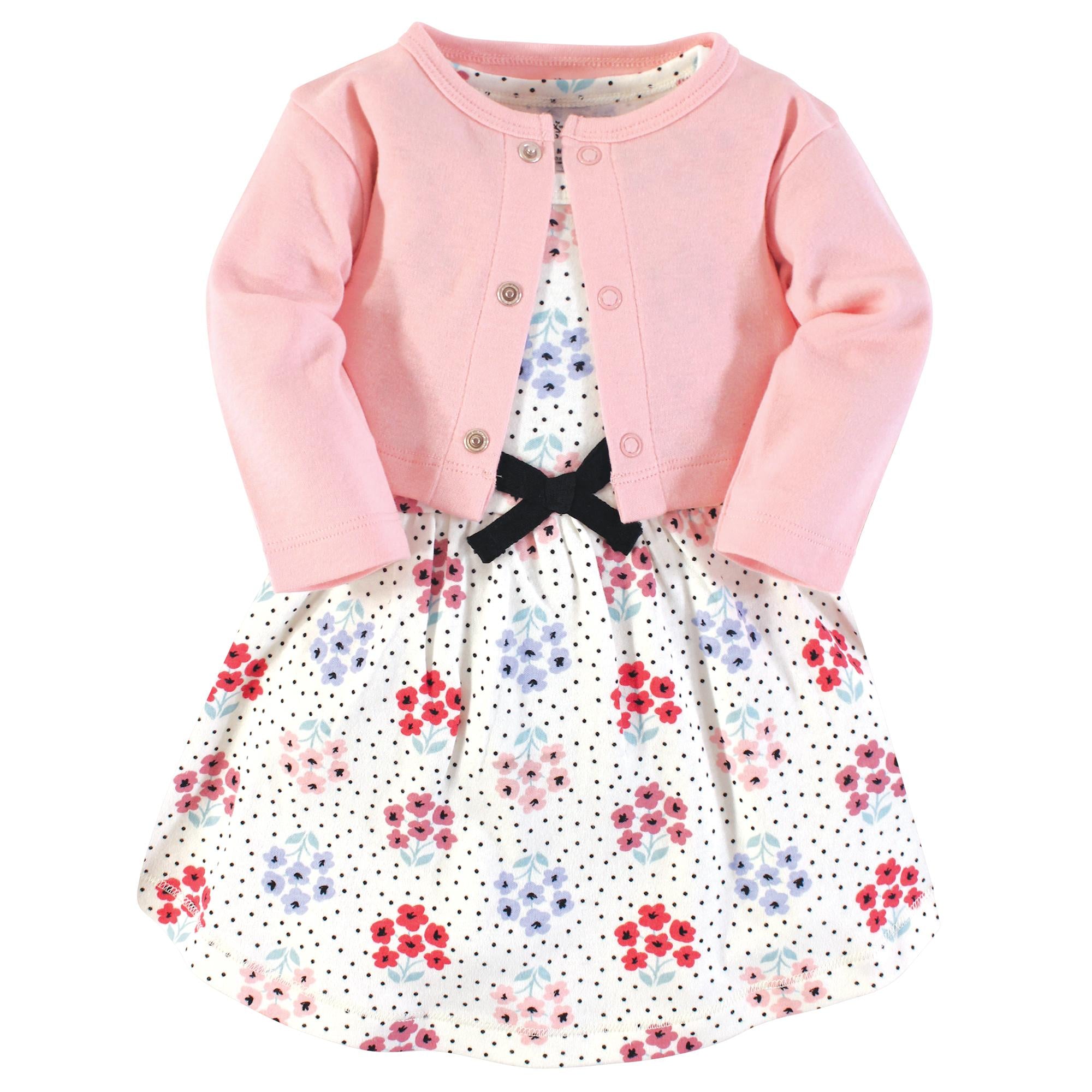 Girls Organic Dress and Cardigan Set, Botanical Speckle