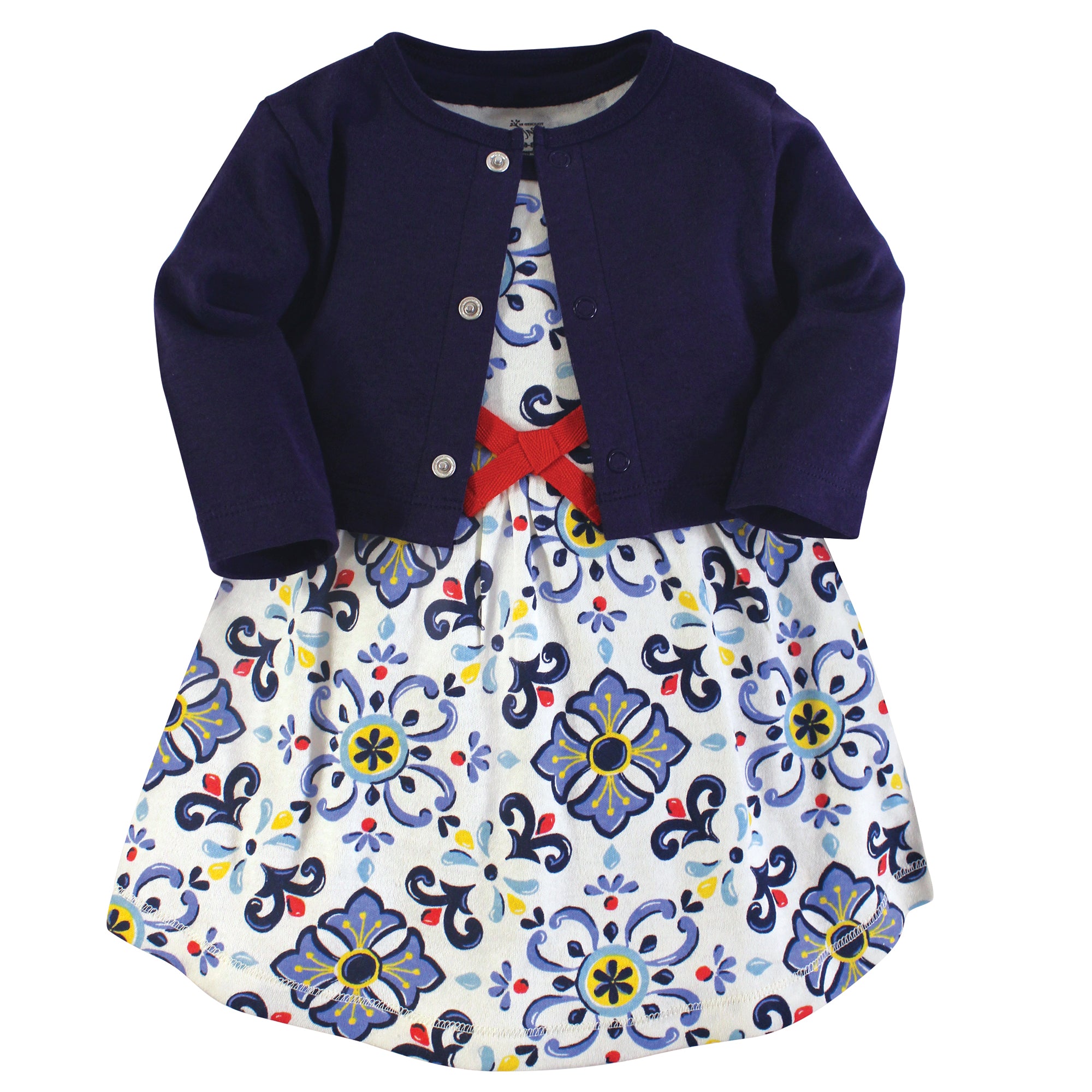 Girls Organic Dress and Cardigan Set, Glazed Terra