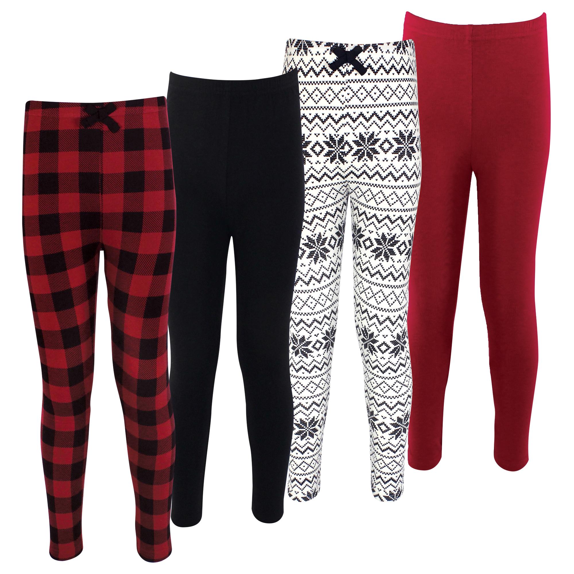 Girls Organic Cotton Leggings Set, Rustic Red Check
