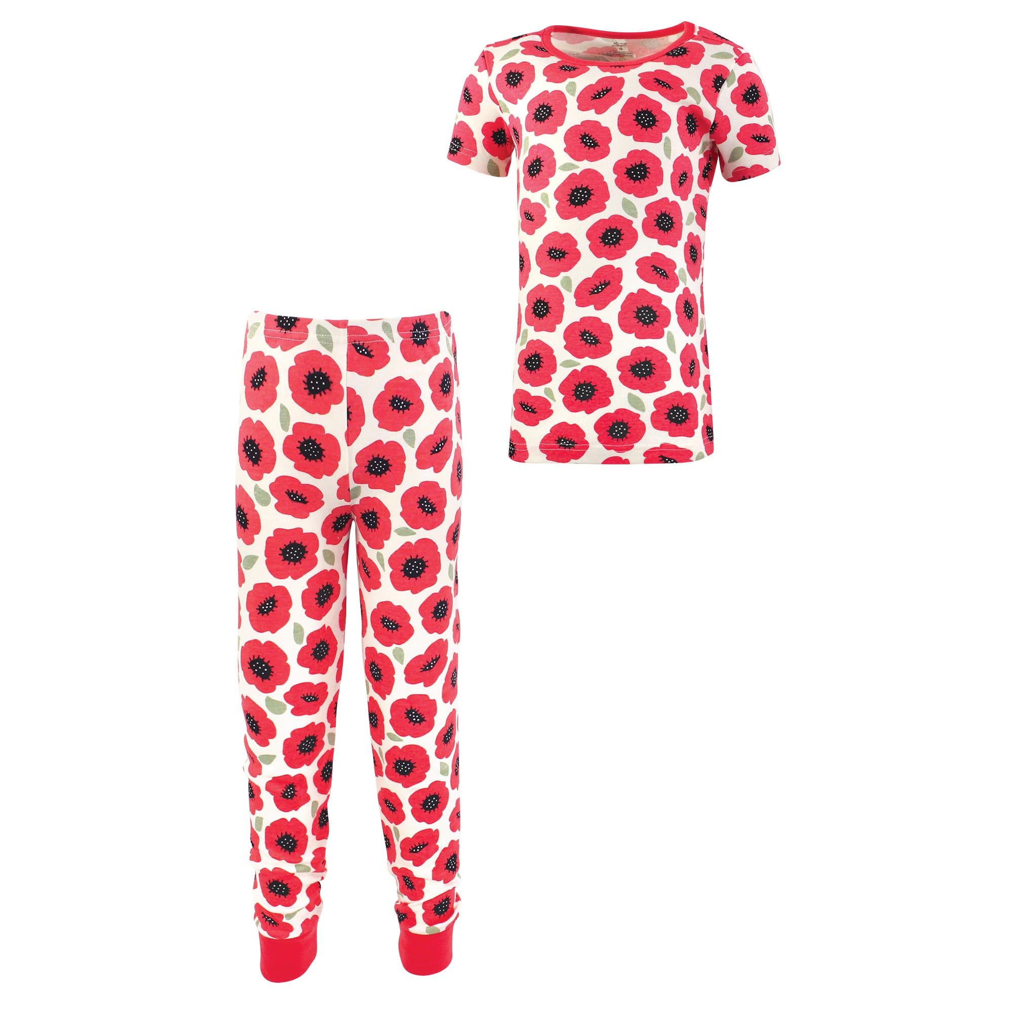 Girls Organic Snug Fit Pajama Set, Scarlet Bloom