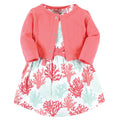 Girls Organic Dress and Cardigan Set, Lagoon Garden