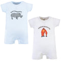 Unisex Organic Rompers Set, Safari Rhino Blue