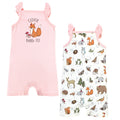 Girls Organic Rompers Set, Forest Letters