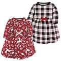 Girls Organic Dresses Set, Crimson Nordic Print
