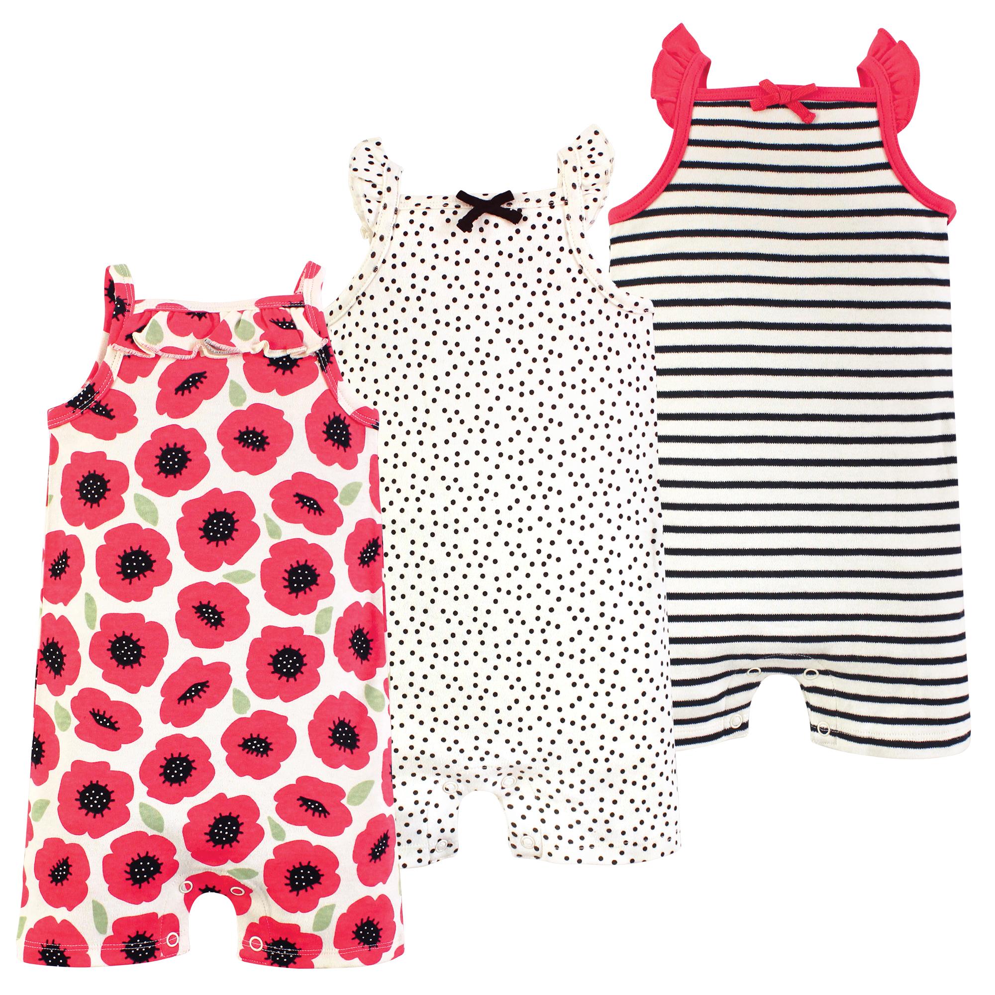 Girls Organic Rompers Set, Scarlet Bloom