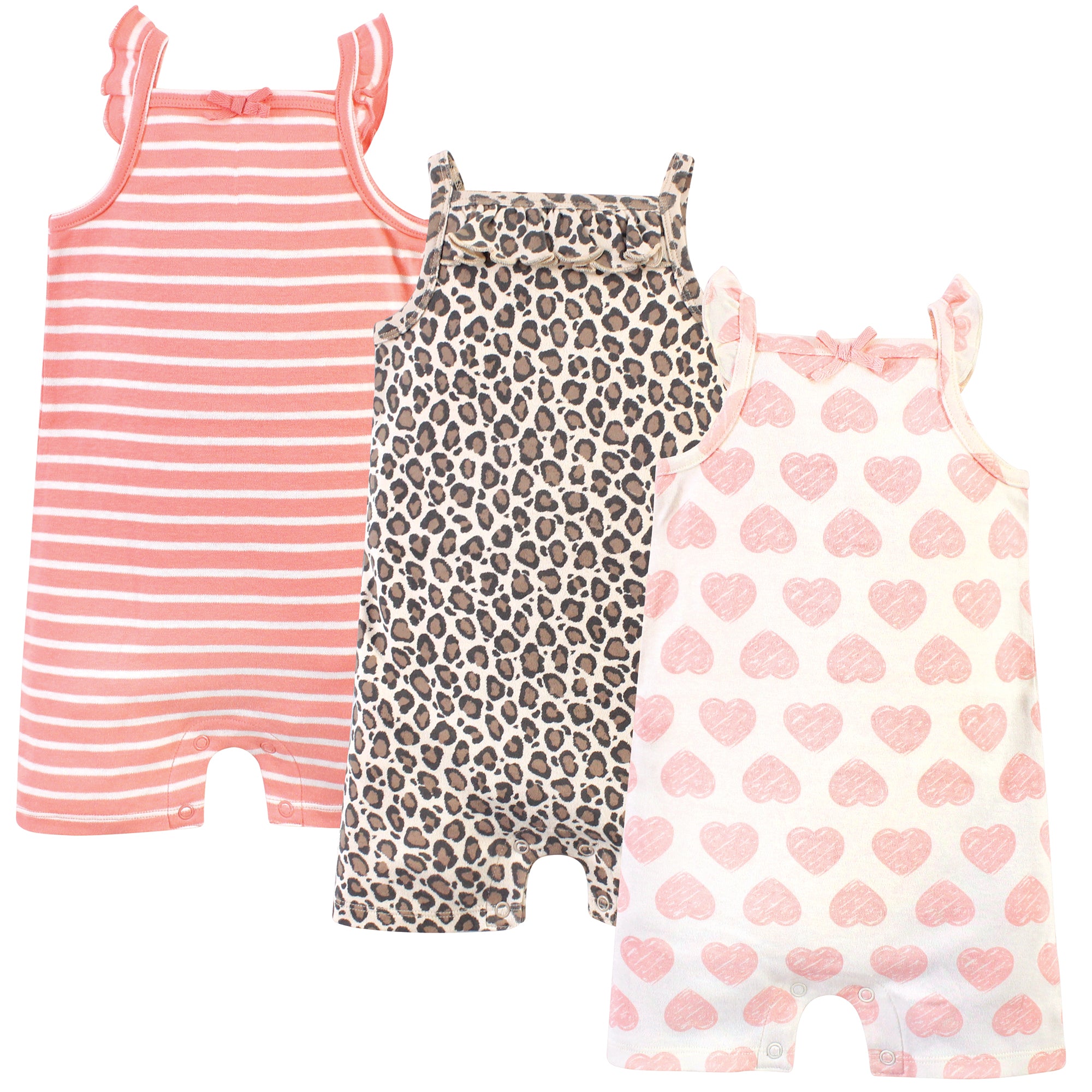 Girls Organic Rompers Set, Pink Wildcat