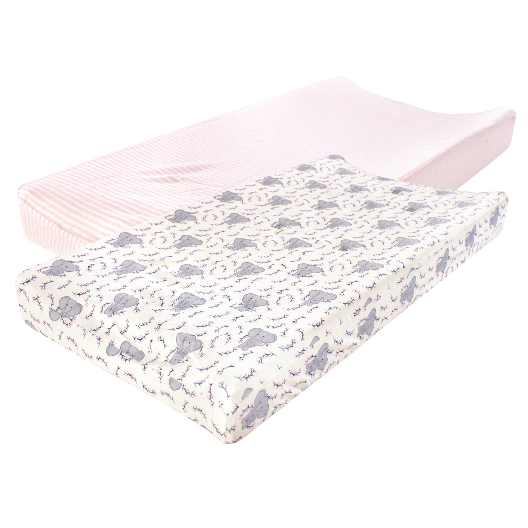 Girls Organic Changing Pad Cover, Blush Trunk Pals