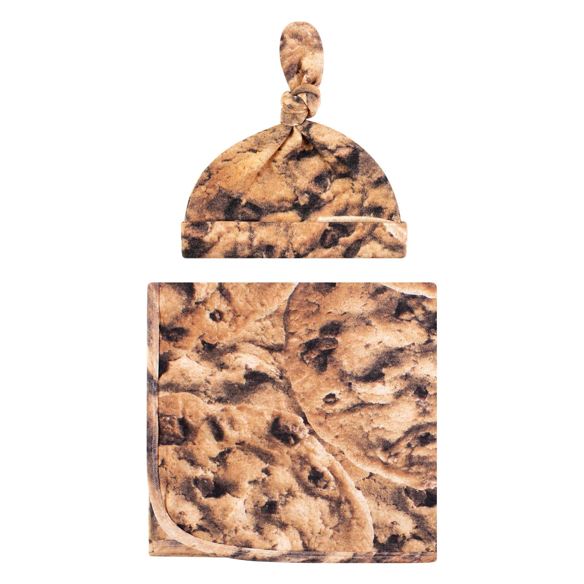 Unisex Organic Swaddle Blanket and Head Accessory Set, Toasted Ginger