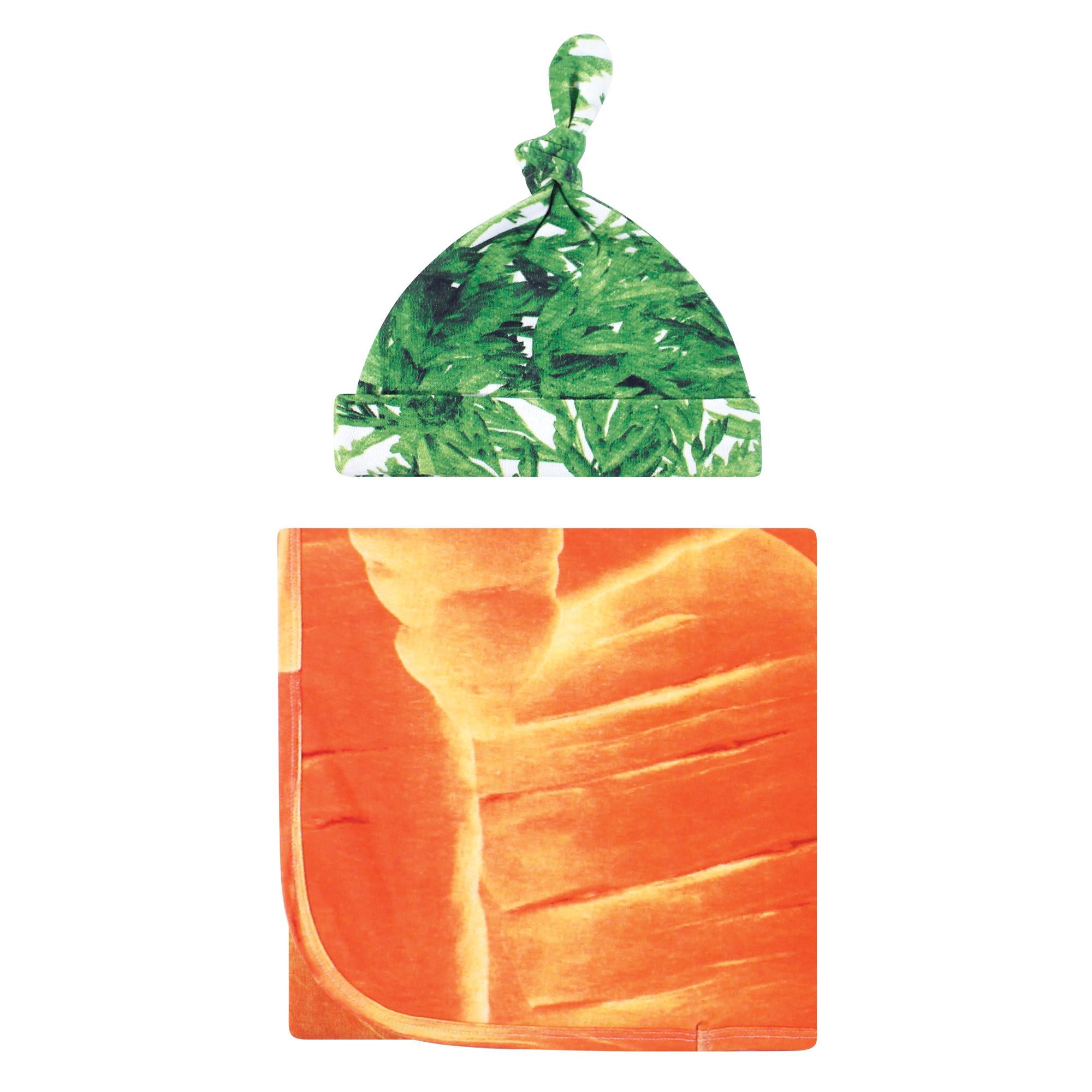Unisex Organic Swaddle Blanket and Head Accessory Set, Harvest Orange