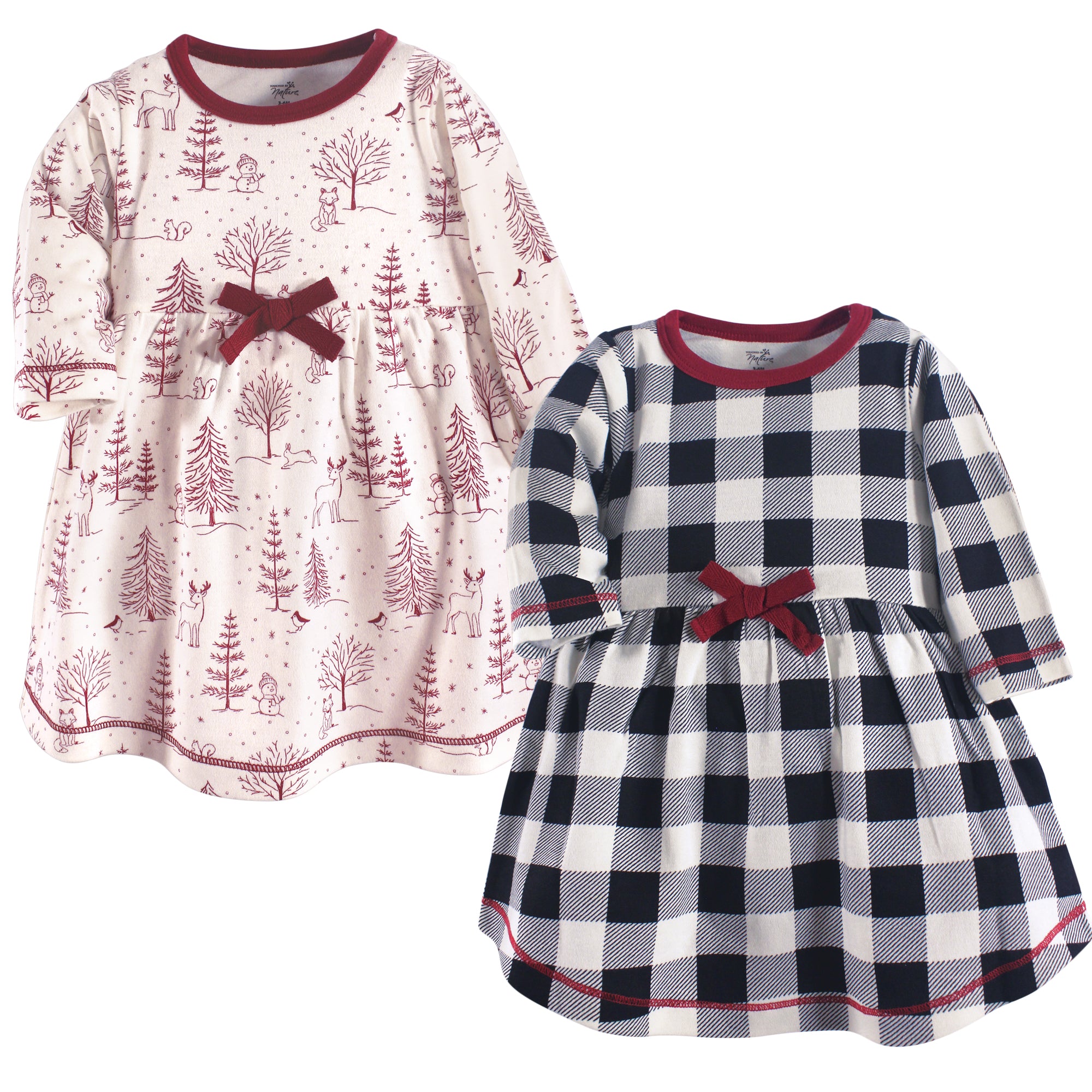 Girls Organic Dresses Set, Snowy Forest