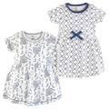 Girls Organic Dresses Set, Azure Elephant