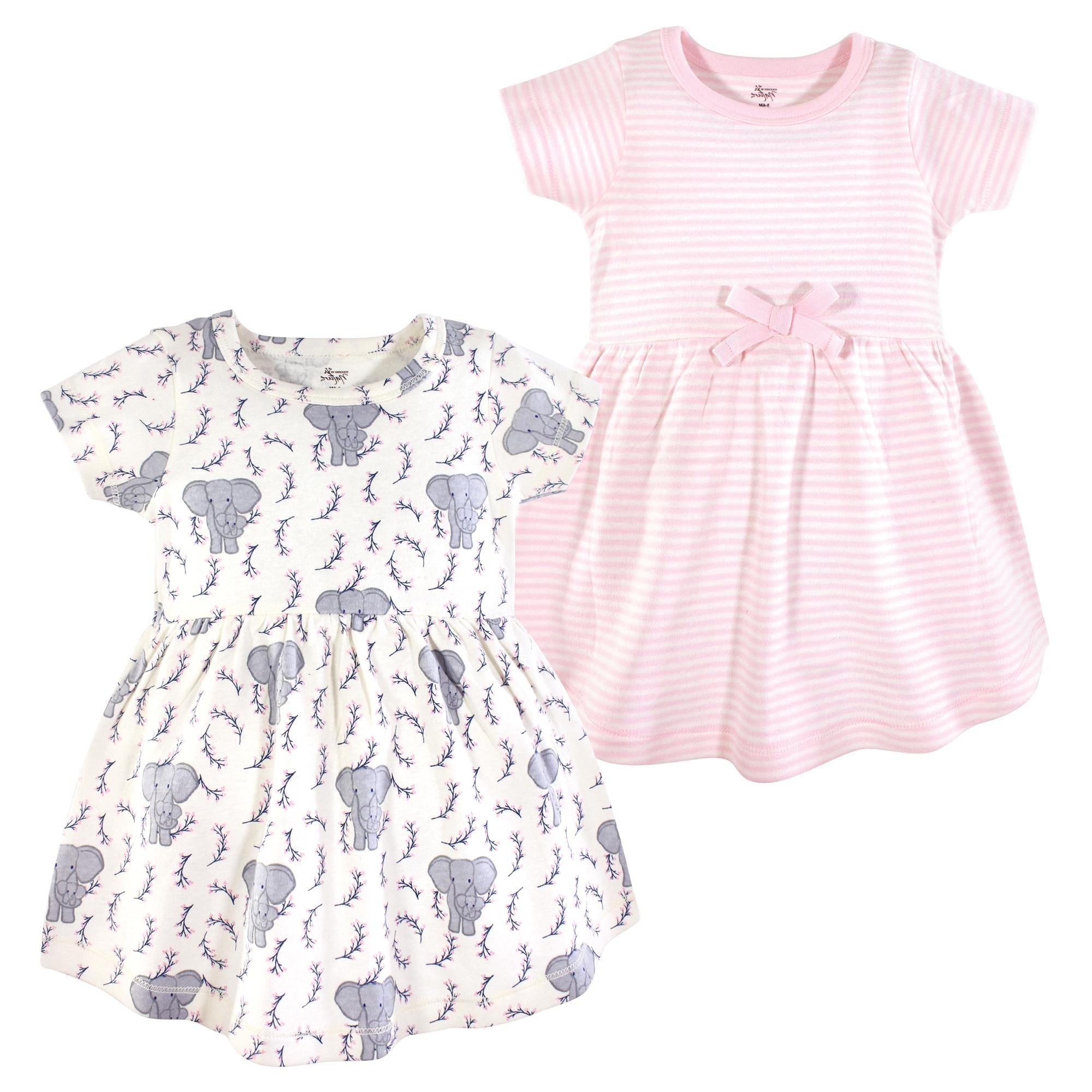 Girls Organic Dresses Set, Blush Elephant