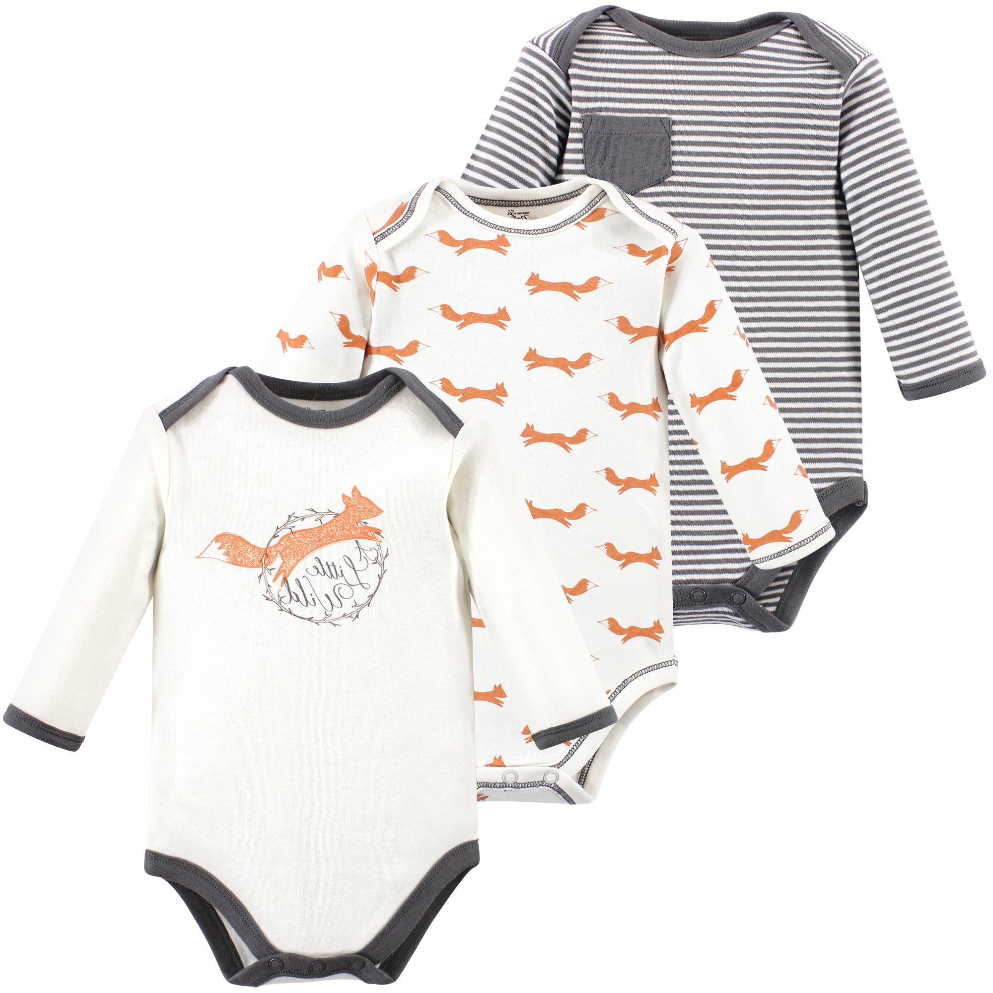 Boys Organic Long Sleeve Bodysuits, Cinnamon Fox