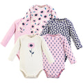 Girls Organic Long Sleeve Bodysuits, Pink Petal